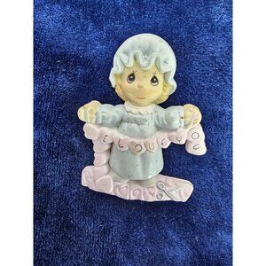 Precious Moments YOU HAVE TOUCHED SO MANY HEARTS Girl Holding Cut Out Hearts Pin